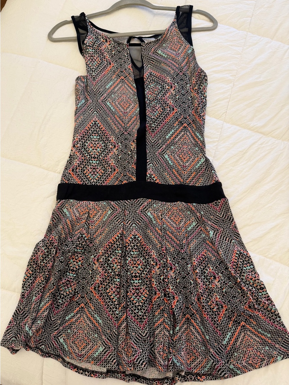 Target Multicolor Geometric Sleeveless Mini Dress with Black Trim